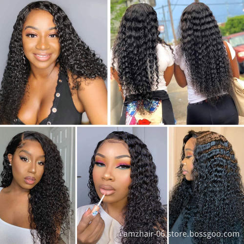Cheap Mink Brazilian Cuticle Aligned  Pre Plucked Deep Wave 4X4 Lace Closure Wigs Human Virgin Unprocessed Hair for black women